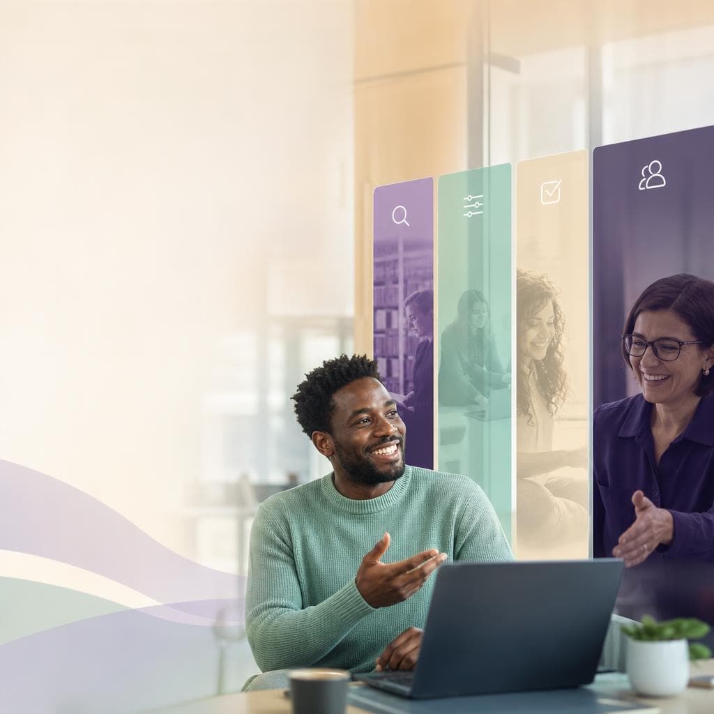 An employee using a friendly digital service desk