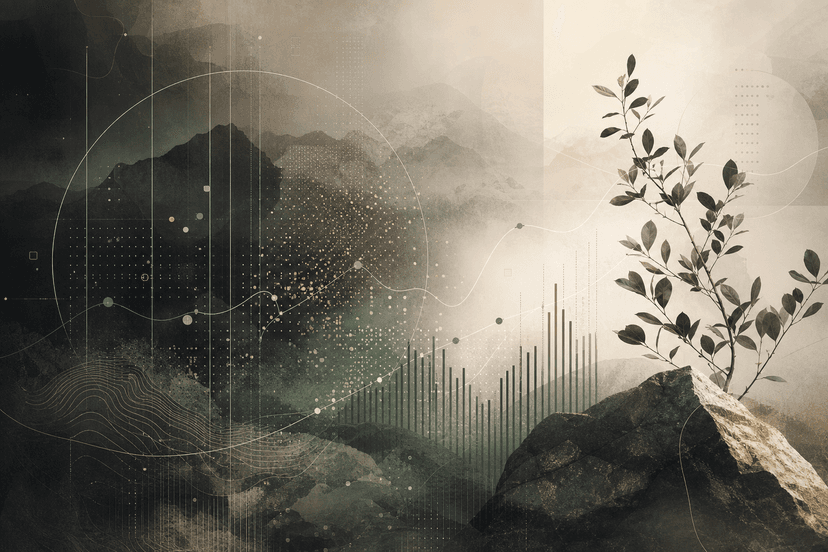 Abstract editorial visual for OARC Digital no-hype AI report