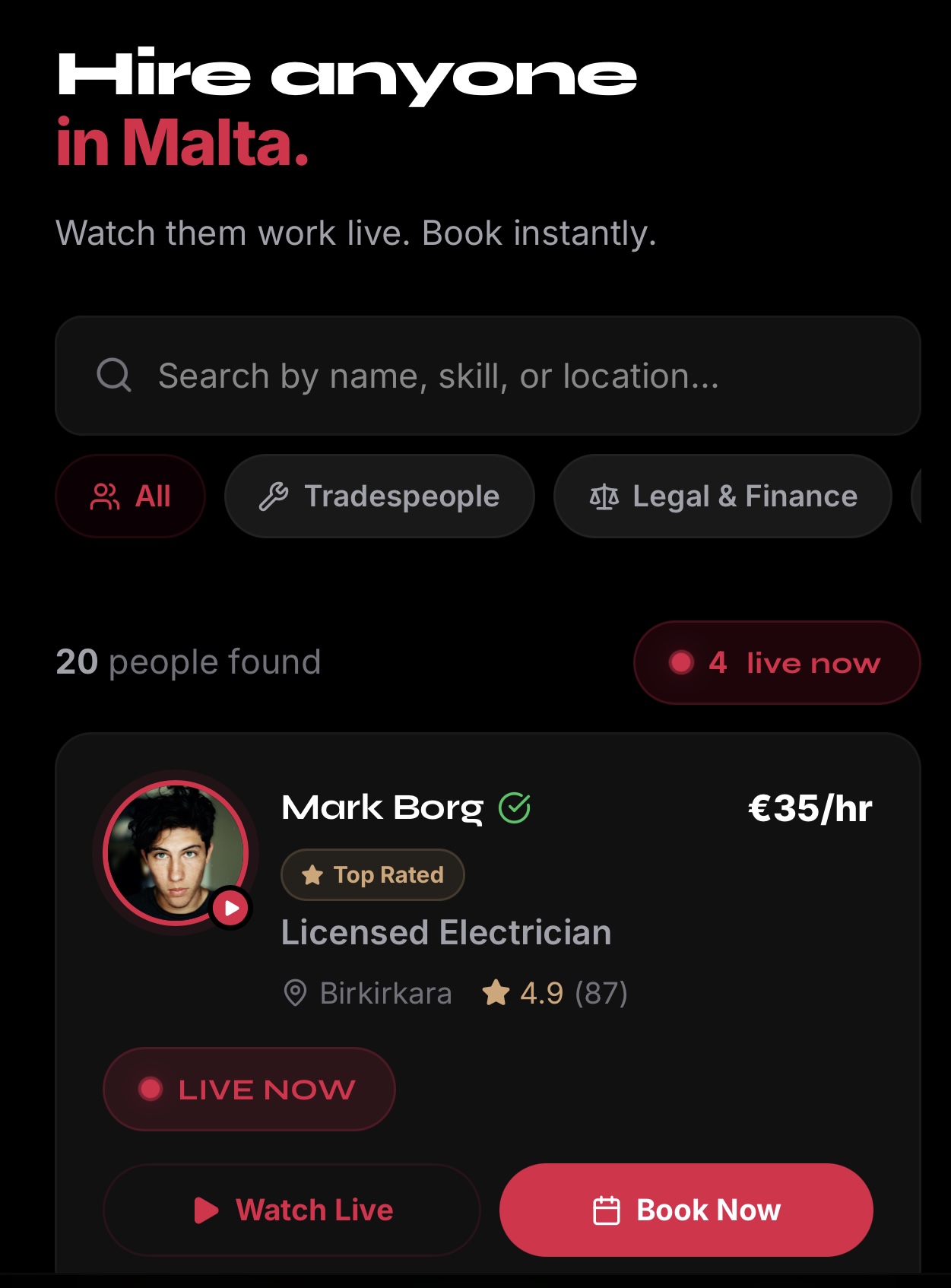 Hire anyone in Malta